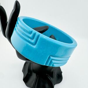 1960s Vintage Art Deco Inspired Cuff Bracelet Bold Retro Chunky Playful Vibrant